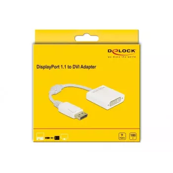 Adapter DisplayPort 1.1 Stecker auf DVI Buchse Passiv Weiß DeLOCK 61010