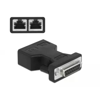 Adapter DeLOCK D-Sub 15-polig Buchse auf 2 x RJ45 Buchse AUI 66806