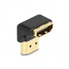 DeLOCK HDMI-Adapter Stecker auf Buchse 90° nach unten abgewinkelt 8K 60 Hz Metall