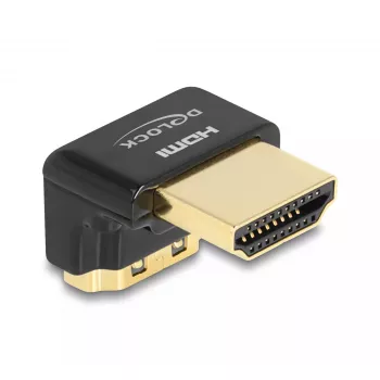 DeLOCK HDMI-Adapter Stecker auf Buchse 90° nach unten abgewinkelt 8K 60 Hz Metall