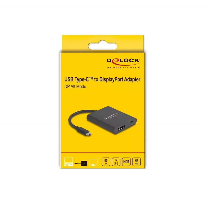 DeLOCK USB Type-C Adapter zu DisplayPort 8K HDR Power Delivery 60W