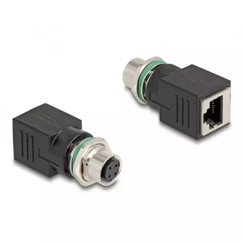 DeLOCK M12 Adapter D-codiert 4-polig Buchse auf RJ45-Buchse gerade