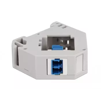 Keystone-Modul DELOCK 87189 — LC auf LC Duplex, Farben Blau/Grau/Weiß, 60,1×59,4×21,6 mm