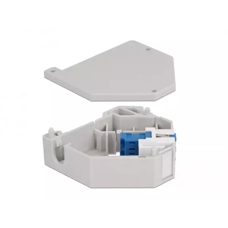 Keystone-Modul DELOCK 87189 — LC auf LC Duplex, Farben Blau/Grau/Weiß, 60,1×59,4×21,6 mm