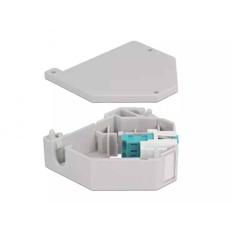 Keystone-Modul DELOCK 87194 mit LC-auf-LC-Kupplungen, Aqua/Grau/Weiß, 60,1×59,4×21,6 mm