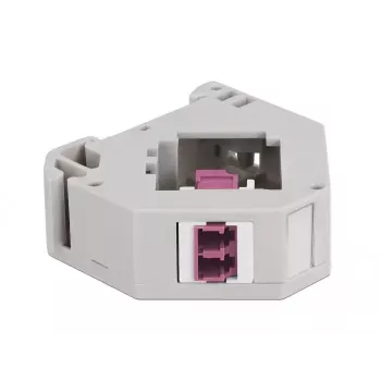 Keystone-Modul DELOCK 87195 mit LC-zu-LC-Anschlüssen, grau/violett/weiß, 60,1×59,4×21,6 mm
