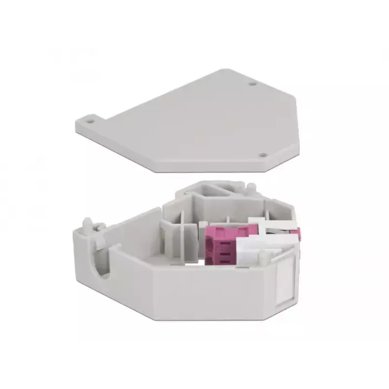 Keystone-Modul DELOCK 87195 mit LC-zu-LC-Anschlüssen, grau/violett/weiß, 60,1×59,4×21,6 mm