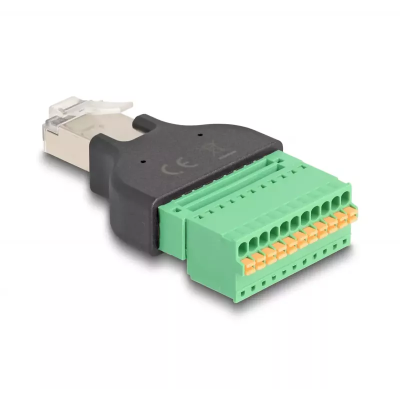 DeLOCK RJ50-Stecker auf Klemmleistenadapter mit Drucktaste, 11-polige Klemmleiste