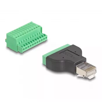 DeLOCK RJ50-Stecker auf Klemmleistenadapter mit Drucktaste, 11-polige Klemmleiste