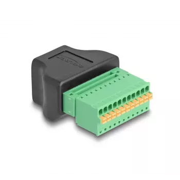 DeLOCK RJ50 Buchse auf Klemmleistenadapter mit Druckknopf 11-polige Klemmleiste