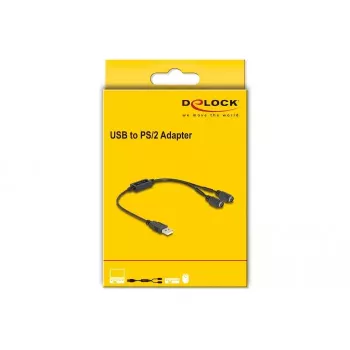 DeLOCK 61061 PS/2-Kabel 0,43 m 2x 6-Pin Mini-DIN USB A Schwarz