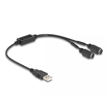 DeLOCK 61061 PS/2-Kabel 0,43 m 2x 6-Pin Mini-DIN USB A Schwarz