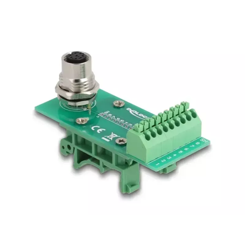 DeLOCK M12 Transfermodul-Adapter 8-polig A-kodiert Buchse auf 9-polige Klemmleiste