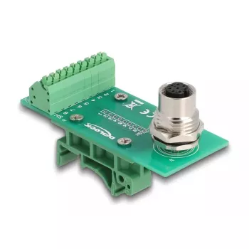 DeLOCK M12 Transfermodul-Adapter 8-polig A-kodiert Buchse auf 9-polige Klemmleiste