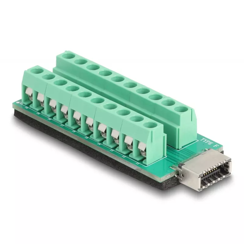 Kabel-Gender-Changer DELOCK 67189 — USB Typ‑E Key A auf 20‑Pin-Reihenklemme, schwarz/grün