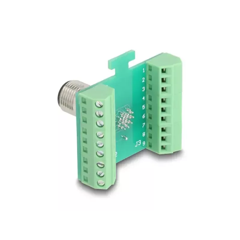 DeLOCK M12 Transfermodul-Adapter 17-polig A-codiert Stecker auf 18-polige Klemmleiste