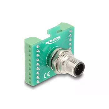 DeLOCK M12 Transfermodul-Adapter 17-polig A-codiert Stecker auf 18-polige Klemmleiste
