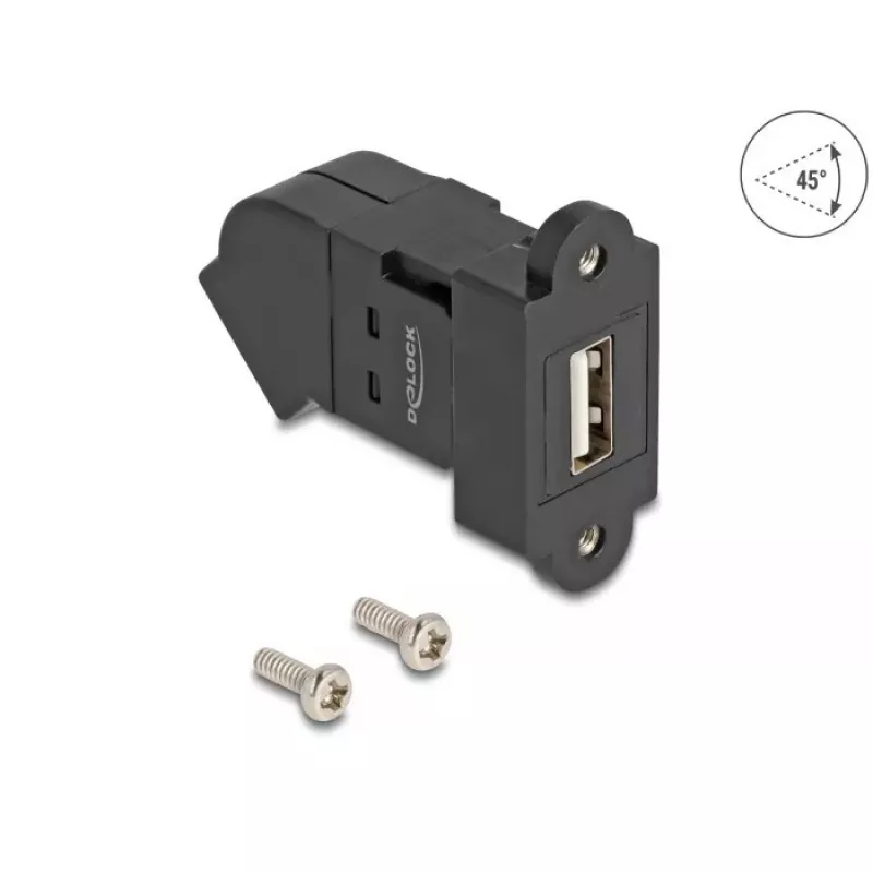 DeLOCK USB 2.0 Typ-A Einbaubuchse auf Typ-A Buchse 45° abgewinkelt schwarz