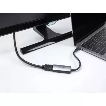 Kabeladapter DELOCK 64264 USB Type-C auf HDMI, DP Alt Mode, 8K 60 Hz HDR, 0,17 m, Aluminium, schwarz/grau