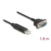 DELOCK USB RS-232 Adapter USB 2.0 auf D-Sub 9 Stecker mit Muttern, USB Typ-A auf RS-232, 1,8 m, Schwarz