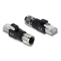Adapter M12 X-kodiert 8-polig Buchse auf RJ45 Stecker, DELOCK 90834, vergoldete Kontakte, schwarz