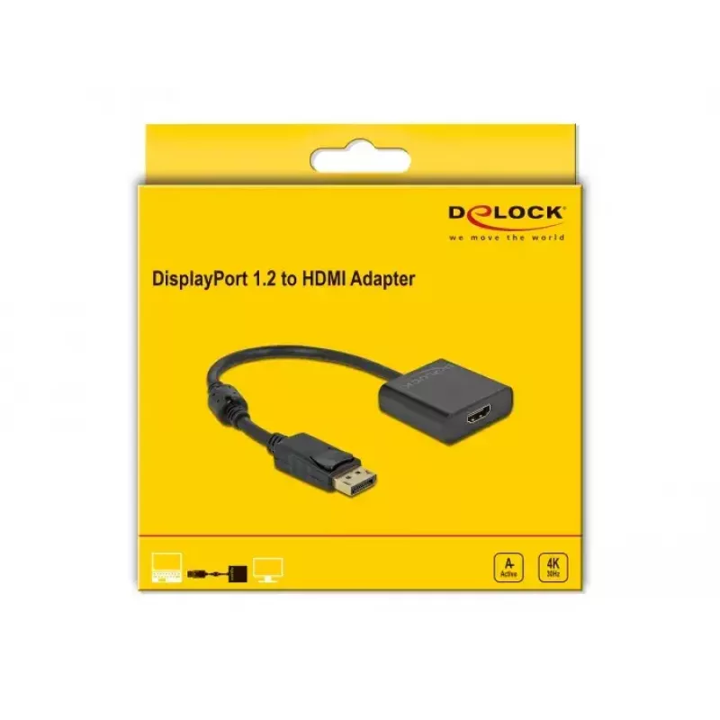Adapter DisplayPort 1.2 Stecker auf HDMI Buchse 4K Aktiv DeLOCK 63585