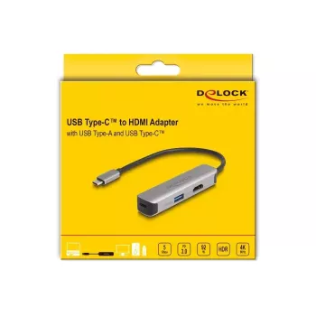 DeLOCK USB-Typ-C-Adapter auf HDMI 4K 60 Hz USB Typ-A USB Typ-C PD 92 W