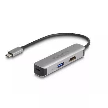 DeLOCK USB-Typ-C-Adapter auf HDMI 4K 60 Hz USB Typ-A USB Typ-C PD 92 W