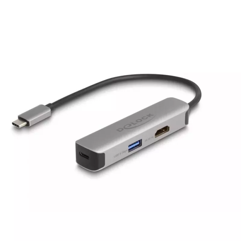 DeLOCK USB-Typ-C-Adapter auf HDMI 4K 60 Hz USB Typ-A USB Typ-C PD 92 W