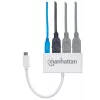 Manhattan USB-C Dock/Hub, Anschlüsse (x4): USB-A (x3) und USB-C, 5 Gbit/s (USB 3.2 Gen1 auch bekannt als USB 3.0), Mit Power Delivery (60W) zum USB-C-Anschluss (Hinweis: Zusätzliches USB-C-Netzteil und USB-C-Kabel erforderlich), Universell für alle Geräte, SuperSpeed USB, 3 Jahre Garantie