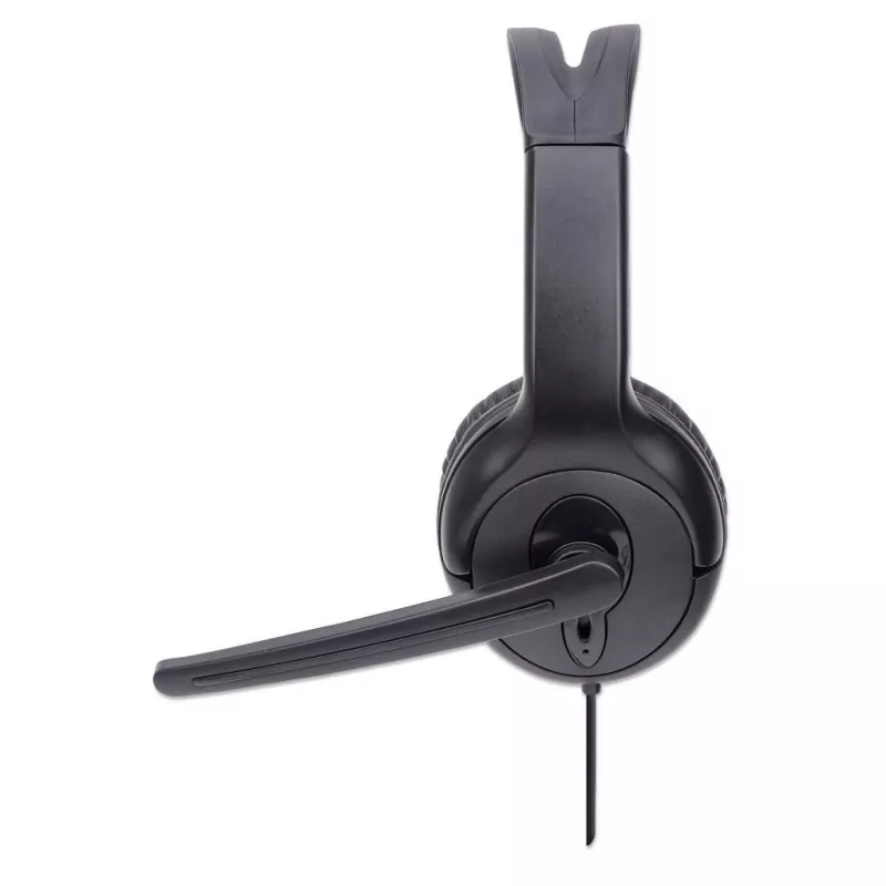 Manhattan Mono Over-Ear-Headset (USB), Mikrofonarm (gepolstert), Einzelhandelsverpackung, verstellbarer Kopfbügel, Kabelfernbedienung, Ohrpolster, USB-A für Ton und Mikrofon, Kabel 1,5 m, drei Jahre Garantie