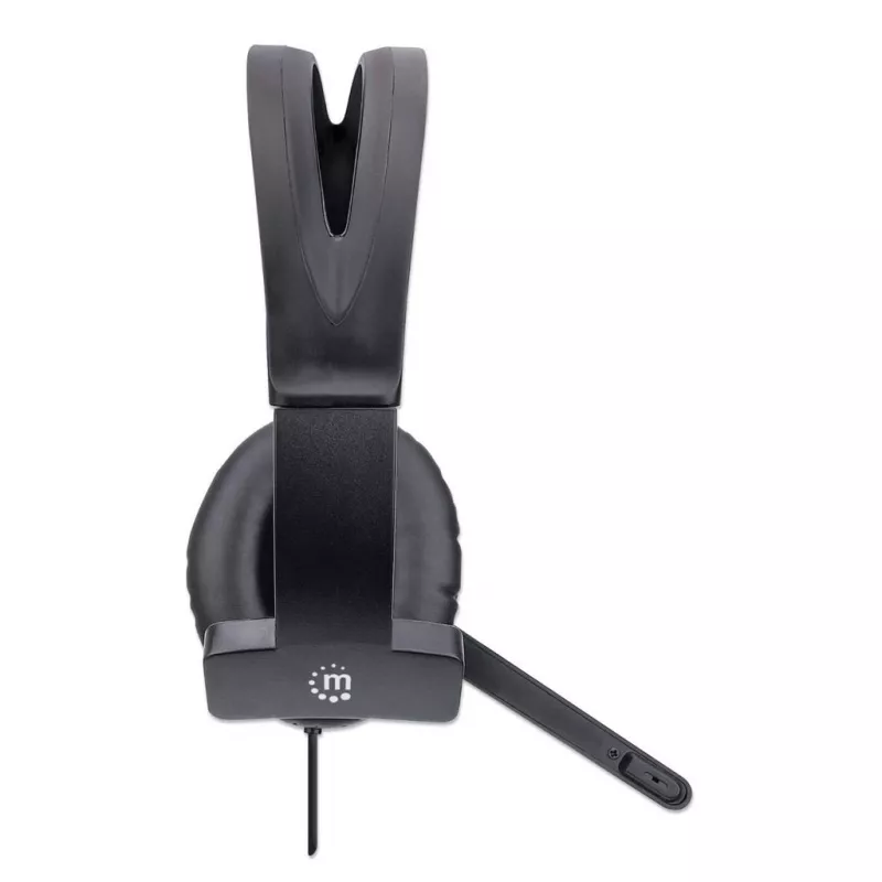 Manhattan Mono Over-Ear-Headset (USB), Mikrofonarm (gepolstert), Einzelhandelsverpackung, verstellbarer Kopfbügel, Kabelfernbedienung, Ohrpolster, USB-A für Ton und Mikrofon, Kabel 1,5 m, drei Jahre Garantie