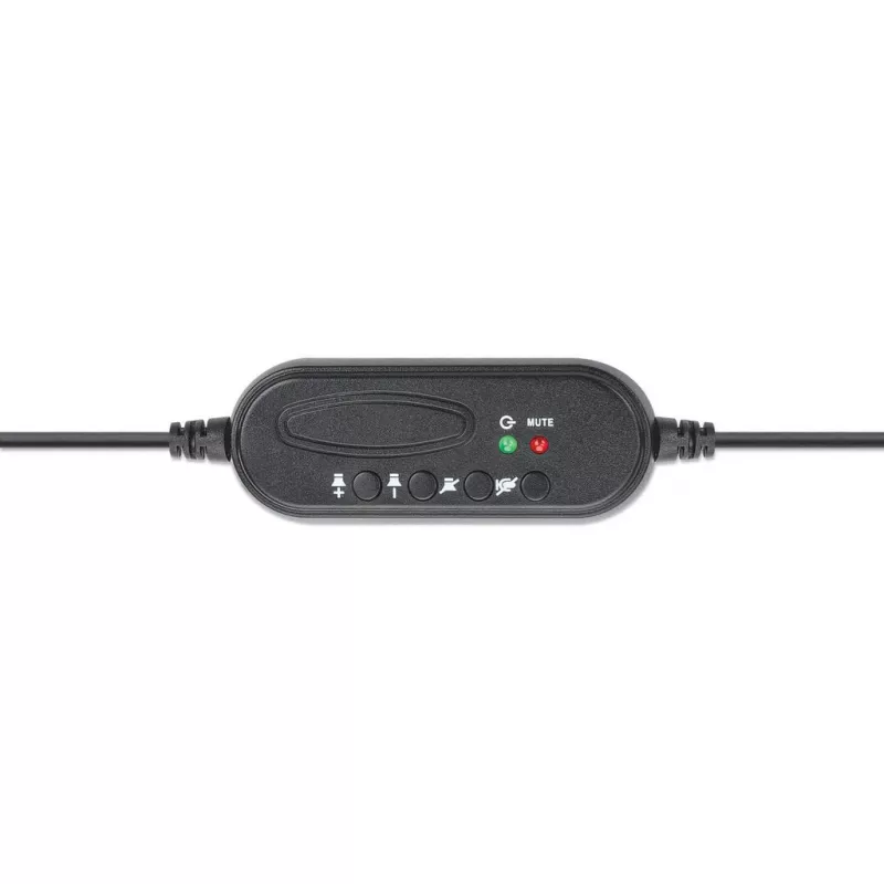 Manhattan Mono Over-Ear-Headset (USB), Mikrofonarm (gepolstert), Einzelhandelsverpackung, verstellbarer Kopfbügel, Kabelfernbedienung, Ohrpolster, USB-A für Ton und Mikrofon, Kabel 1,5 m, drei Jahre Garantie