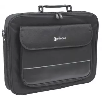 Manhattan Empire Laptoptasche 17,3 Zoll, Clamshell-Design, Zubehörfach, Schultergurt (abnehmbar), Notebooktasche, Schwarz, Drei Jahre Garantie