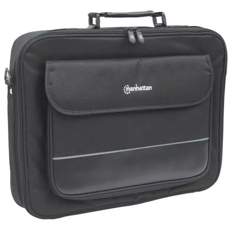 Manhattan Empire Laptoptasche 17,3 Zoll, Clamshell-Design, Zubehörfach, Schultergurt (abnehmbar), Notebooktasche, Schwarz, Drei Jahre Garantie