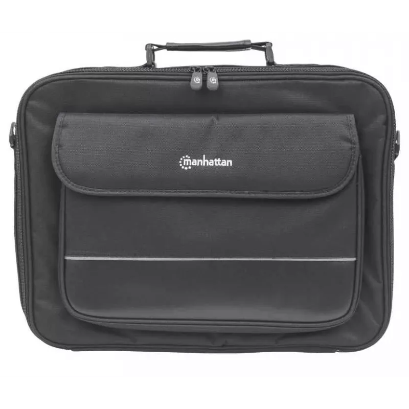 Manhattan Empire Laptoptasche 17,3 Zoll, Clamshell-Design, Zubehörfach, Schultergurt (abnehmbar), Notebooktasche, Schwarz, Drei Jahre Garantie