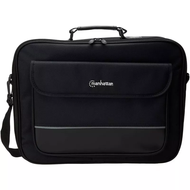 Manhattan Empire Laptoptasche 17,3 Zoll, Clamshell-Design, Zubehörfach, Schultergurt (abnehmbar), Notebooktasche, Schwarz, Drei Jahre Garantie