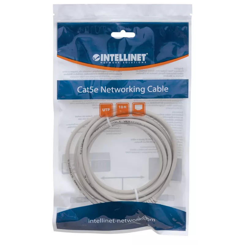 Intellinet Netzwerk-Patchkabel, Cat6, 15 m, Grau, CCA, U/UTP, PVC, RJ45, vergoldete Kontakte, Rastnasenschutz, Knickschutztülle, lebenslange Garantie