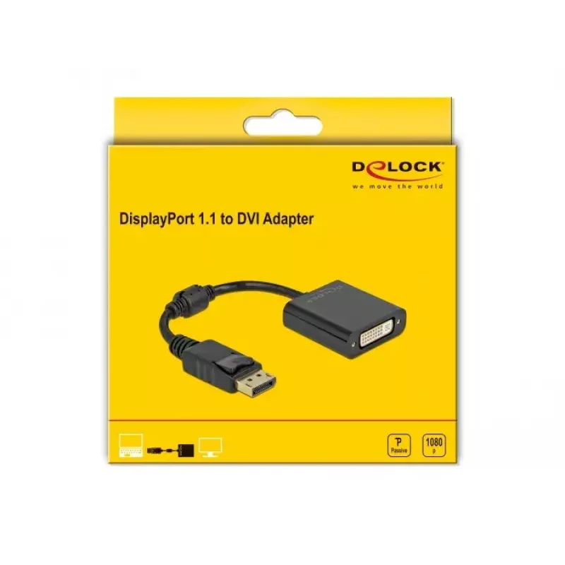 Adapter DisplayPort 1.1 Stecker auf DVI Buchse Passiv schwarz DeLOCK 61008