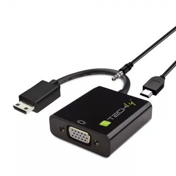 Techly Konverter HDMI Mini C zu VGA IDATA HDMI-VGA4, VGA (D-Sub), HDMI Typ C (Mini), Stecker, Buchse, 1920 x 1080 Pixel, 1080p, 720p, 480p