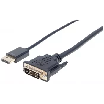 Manhattan DisplayPort 1.2a zu DVI-D 24+1 Kabel, 1080p@60Hz, 3 m, Stecker zu Stecker, Passiv, Kompatibel mit DVI-D, Schwarz, Drei Jahre Garantie, Entspricht DP2DVIMM10.