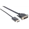 Manhattan DisplayPort 1.2a zu DVI-D 24+1 Kabel, 1080p@60Hz, 3 m, Stecker zu Stecker, Passiv, Kompatibel mit DVI-D, Schwarz, Drei Jahre Garantie, Entspricht DP2DVIMM10.