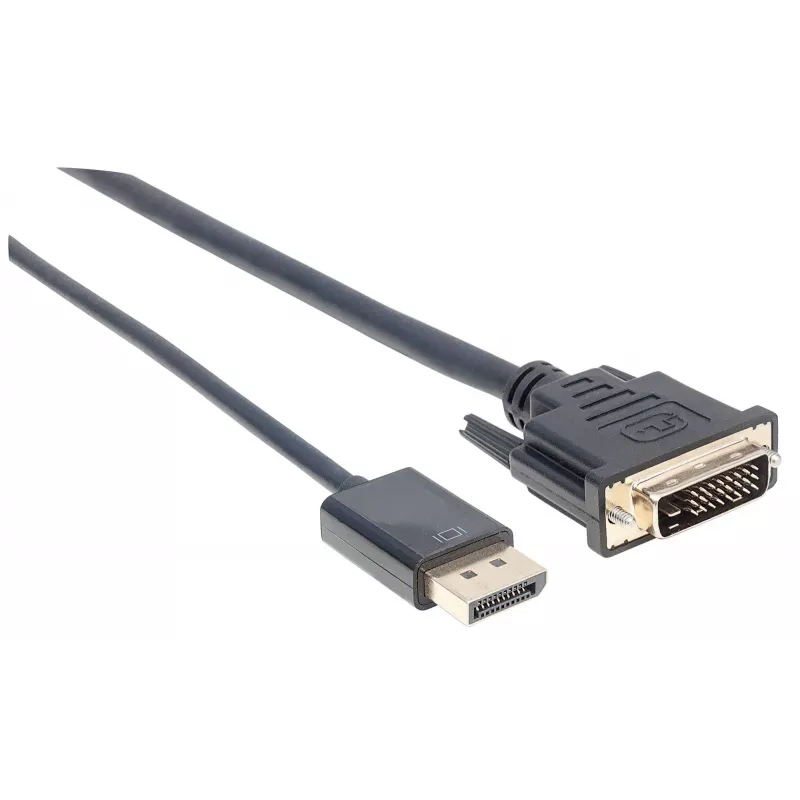 Manhattan DisplayPort 1.2a zu DVI-D 24+1 Kabel, 1080p@60Hz, 3 m, Stecker zu Stecker, Passiv, Kompatibel mit DVI-D, Schwarz, Drei Jahre Garantie, Entspricht DP2DVIMM10.