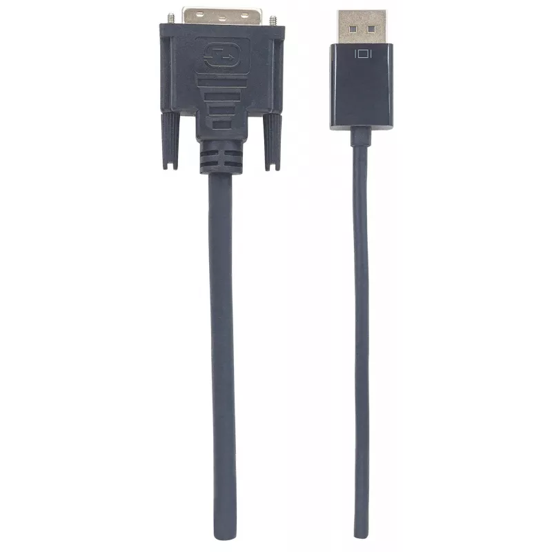 Manhattan DisplayPort 1.2a zu DVI-D 24+1 Kabel, 1080p@60Hz, 3 m, Stecker zu Stecker, Passiv, Kompatibel mit DVI-D, Schwarz, Drei Jahre Garantie, Entspricht DP2DVIMM10.