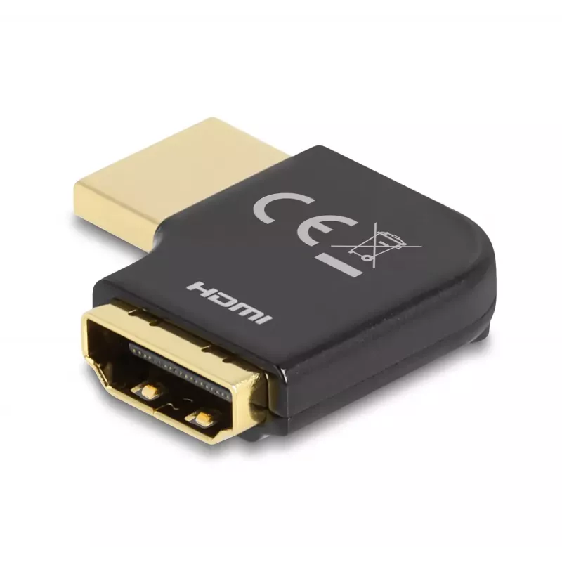 DeLOCK HDMI Adapter Stecker auf Buchse 90° rechtwinklig 8K 60 Hz Metall
