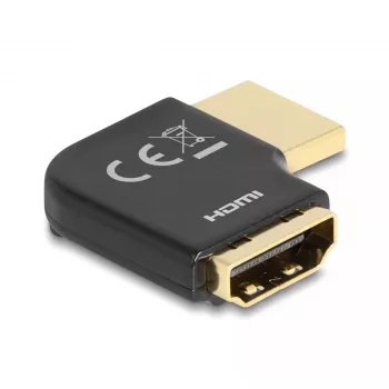 DeLOCK HDMI-Adapter Stecker auf Buchse 90° nach links abgewinkelt 8K 60 Hz Metall