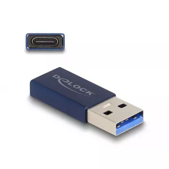 DeLOCK USB-Adapter USB Typ-A Stecker auf USB Typ-C Buchse 10 Gbit/s Blau