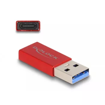 DeLOCK USB-Adapter USB Typ-A Stecker auf USB Typ-C Buchse rot 10 Gbit/s