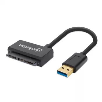 Manhattan USB-A auf SATA 2,5 Zoll Adapterkabel, 42 cm, Stecker auf Stecker, 5 Gbit/s (USB 3.2 Gen1, auch bekannt als USB 3.0), Unterstützt 48-Bit-LBA, SuperSpeed USB, Drei Jahre Garantie