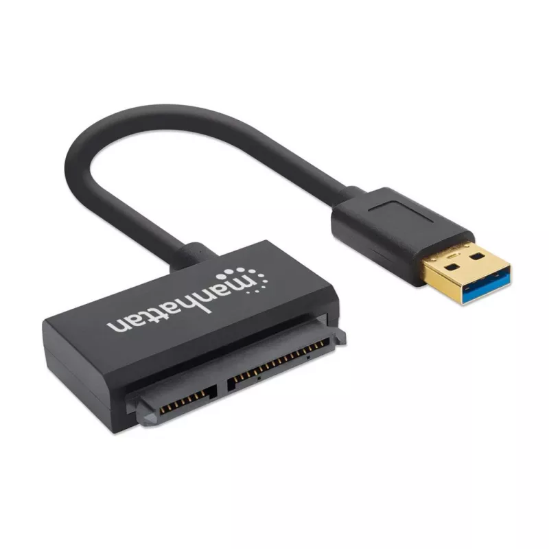 Manhattan USB-A auf SATA 2,5 Zoll Adapterkabel, 42 cm, Stecker auf Stecker, 5 Gbit/s (USB 3.2 Gen1, auch bekannt als USB 3.0), Unterstützt 48-Bit-LBA, SuperSpeed USB, Drei Jahre Garantie